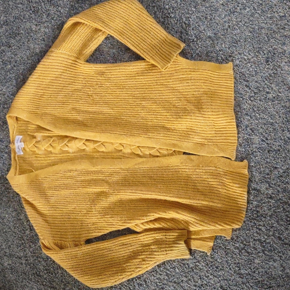 Braided back cardigan sweater